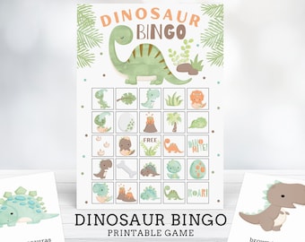 Juego de bingo de dinosaurios - Juego de fiesta imprimible de dinosaurios - Juego de fiesta de dinosaurios - Actividad de dinosaurios - Cumpleaños de dinosaurios - Descarga instantánea