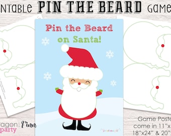 Pin the Beard on Santa Printable Party Game - 3 Sizes Included - Christmas Party Game - Kids Christmas Game - Christmas Activity