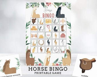 Horse Bingo -  Pony Bingo Printable Party Game - Pony Party Game - Horse Party Activity - Farm Bingo Game - Horse Birthday- Instant Download