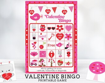 Valentine Bingo Printable Game - Valentine Game - 20 Bingo Cards - Instant Download Printable PDF - Valentine's Day Bingo Class Activity