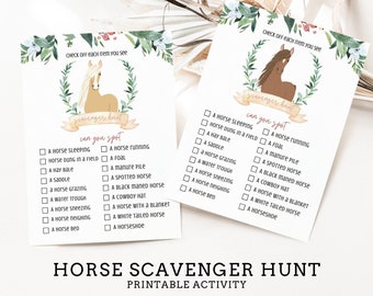 Horse Scavenger Hunt Activity, Horse Birthday Party Game, Pony Party Game, Farm Scavenger Hunt Activity, Horse Riding - INSTANT DOWNLOAD