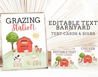 Editable Farm Animal Food Labels & Signs - Farm Party Tent Cards - Farm Party Buffet Labels - Farm Food Signs - Barnyard Party Food Cards