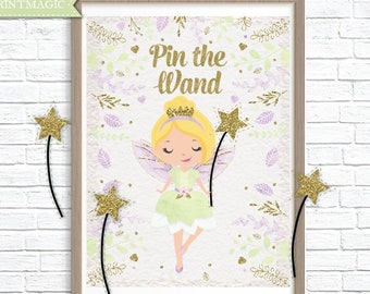 Pin the Wand Fairy Printable Party Game - 5 Different Fairy Options - Fairy Princess Party Game - Fairy Birthday Party Game - 2 Poster Sizes