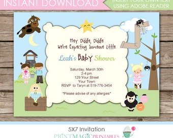 Nursery Rhyme Invite Etsy