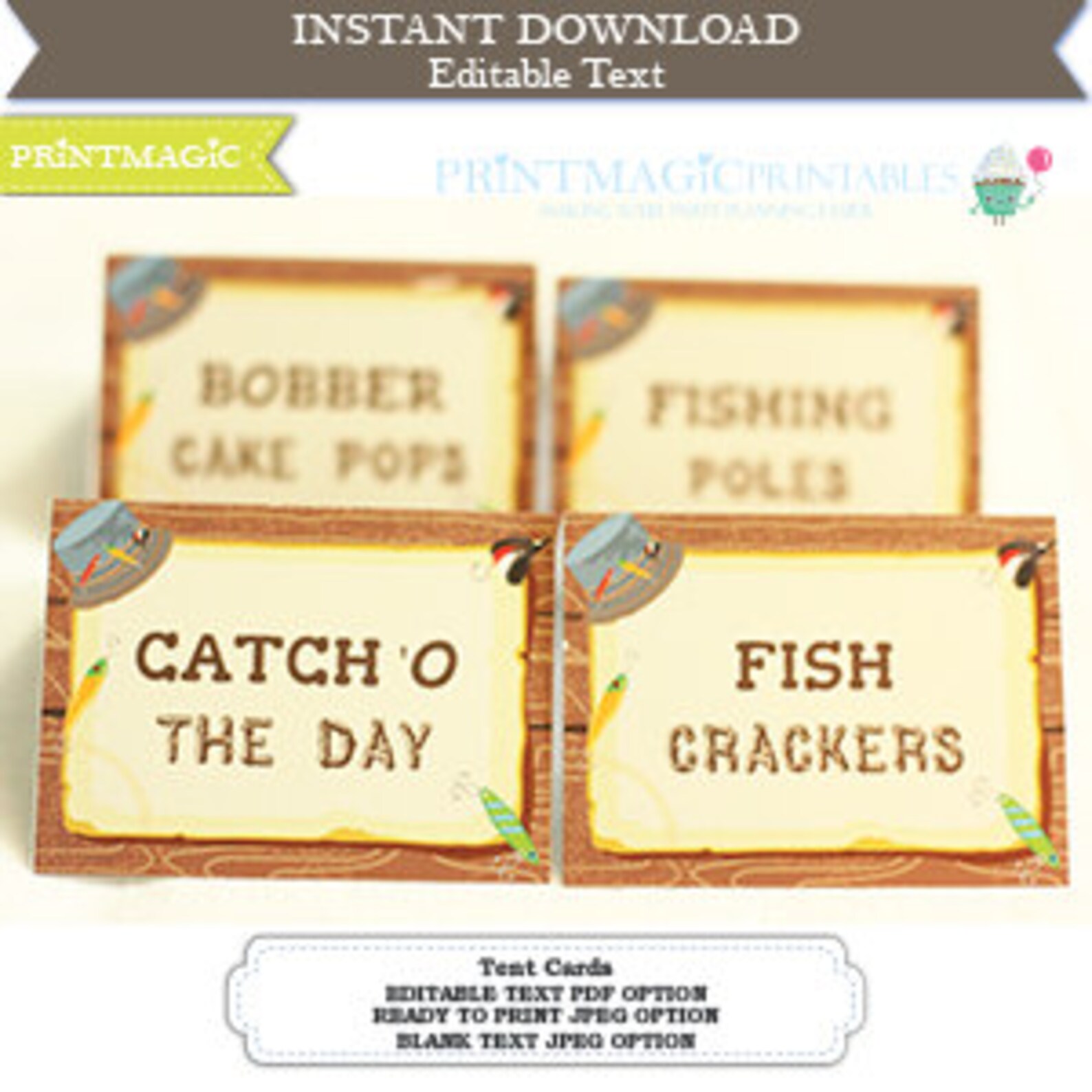 Fishing Party Food Label Fishing Birthday Party Fishing Etsy