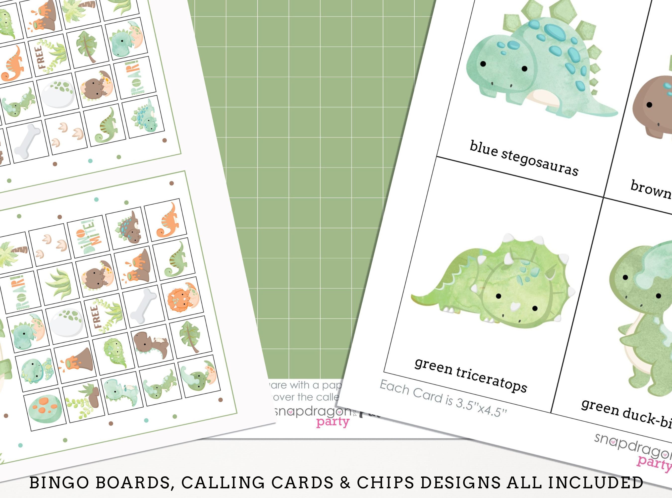 Dinosaur Bingo Game - Dinosaur Printable Party Game - Dinosaur Party ...