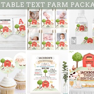 Printable Farm Party Package Barnyard Party Invitation & Decorations Editable Farm Invitation Editable Signs, Tent Cards, Favor Tag image 2