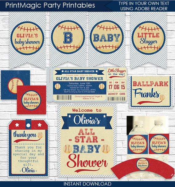 Vintage Baseball Baby Shower Invitation And Decorations Etsy
