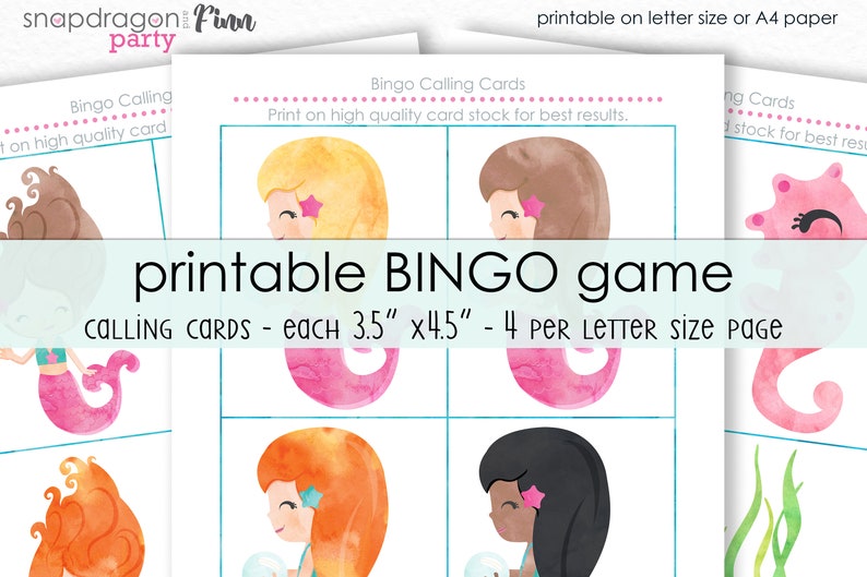 Mermaid Bingo Printable Game Printable Mermaid Birthday - Etsy