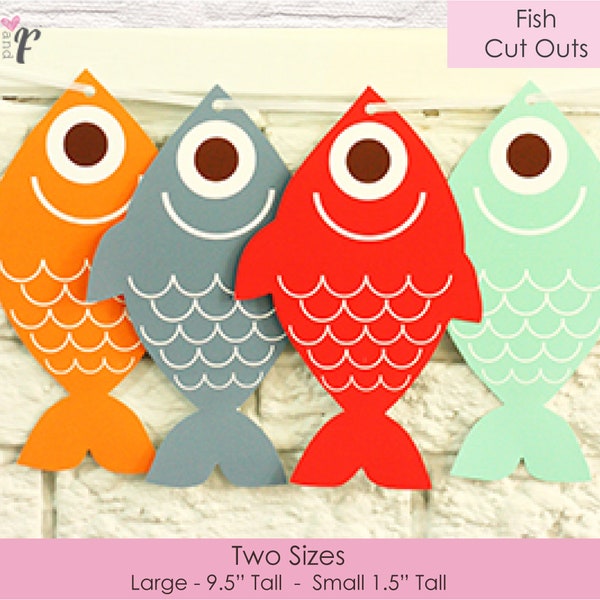 Fish Cut Outs - 2 Sizes - Fish Bunting  - Fishing Birthday Party - Fish Cupcake Topper - Fishing Birthday Party - Instant Download