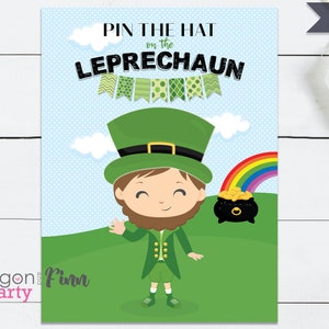 Pin the Hat on the Leprechaun Printable Party Game 3 Sizes Included St Patrick's Day Game St Patricks Day Game Children's Game image 2