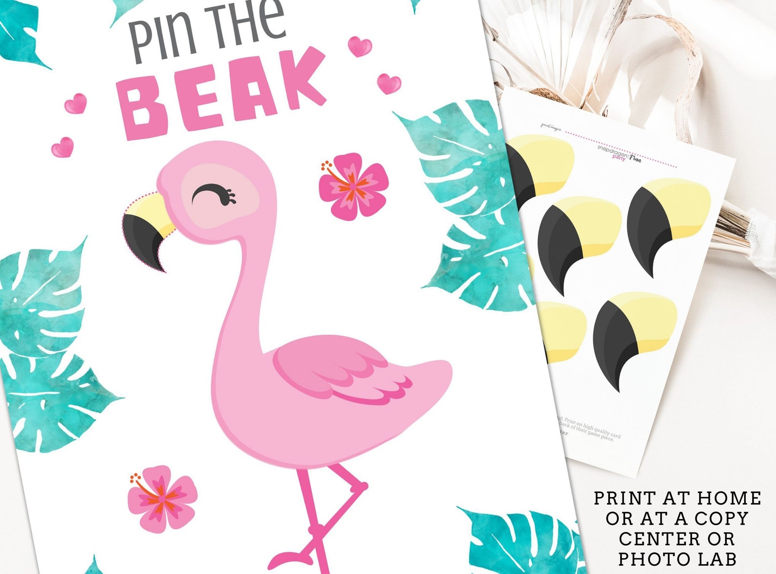 Pin the Beak on the Flamingo Printable Party Game 4 Poster Sizes ...