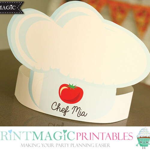 Pizza Party Hat Chef Hat Printable Party Hat Birthday - Etsy