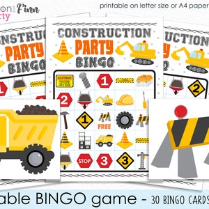 Bouw Bingo Afdrukbaar Party Game - 30 Bingokaarten - Bouw Truck Bingo Verjaardagsspel - Bouw Party Game - Instant Download