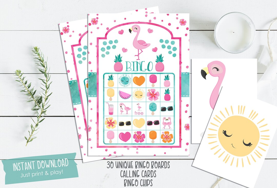 Luau Bingo Printable Game - Printable Luau Birthday Party Game - Hula ...