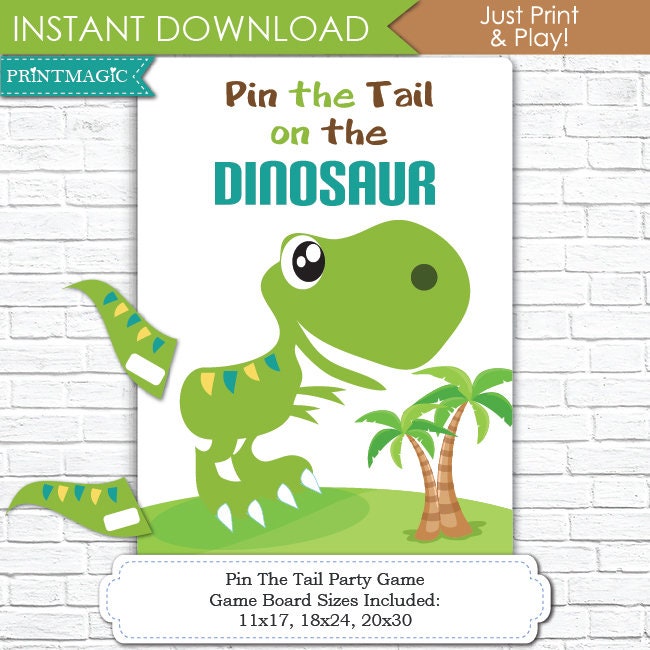 Pin the Tail on the Dinosaur Printable Birthday Party Game 