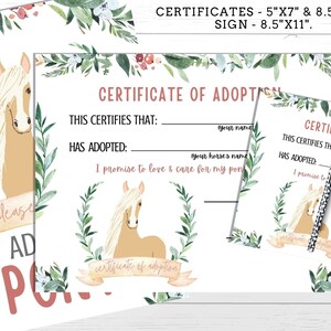 Adopt a Pony Adoption Certificate and Sign, Adopt a Horse, Horse ...