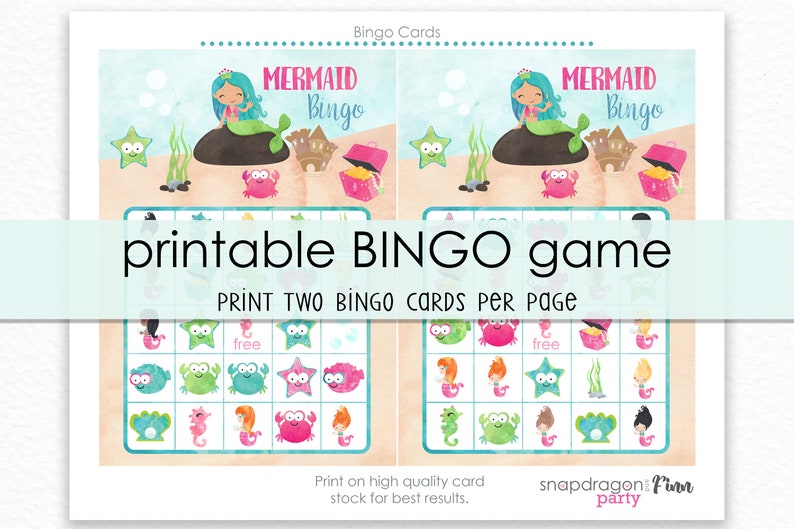 Mermaid Bingo Printable Game Printable Mermaid Birthday - Etsy