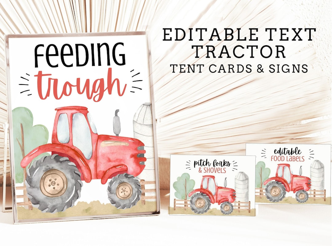 Editable Red Tractor Food Labels & Signs Tractor Food Signs Tractor