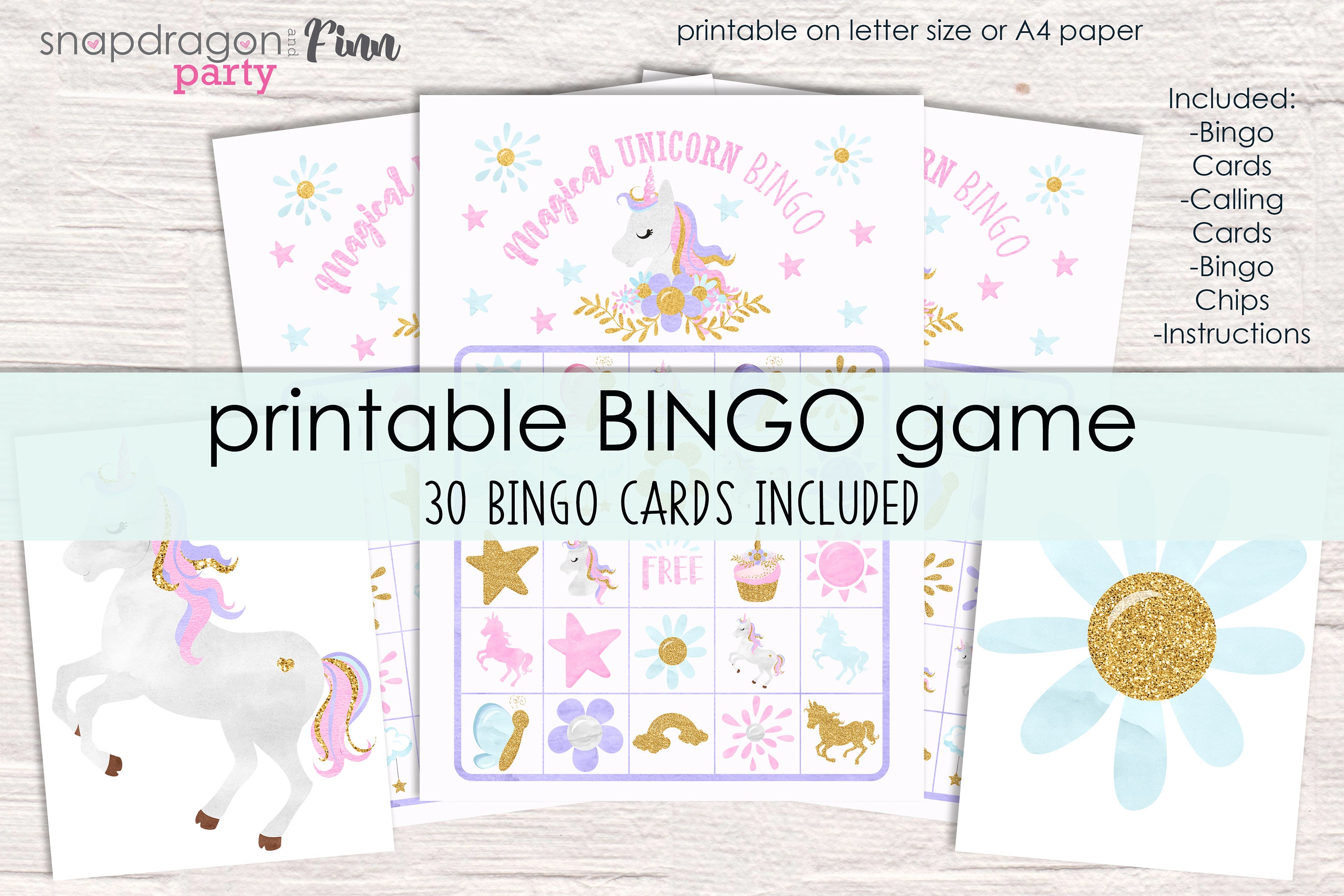 unicorn bingo printable party game 30 bingo cards unicorn etsy ireland