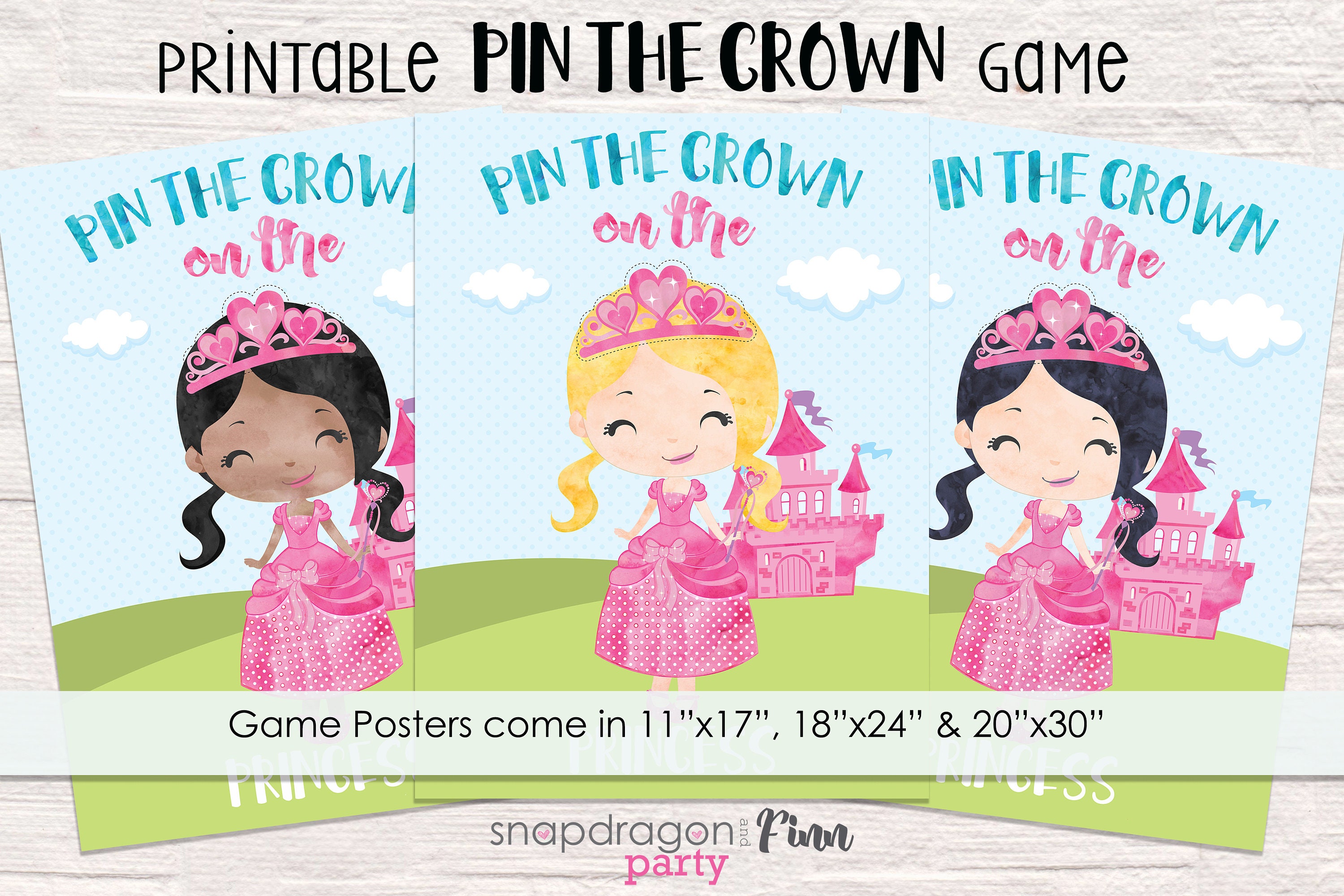 Pin the Crown on the Princess Printable Party Game 3 Poster - Etsy Canada