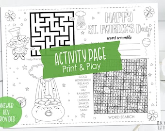 St. Patrick's Day Printable Activity - Kid's St. Patrick's Day Game - Children's Activity for St. Patrick's Day - Instant Download