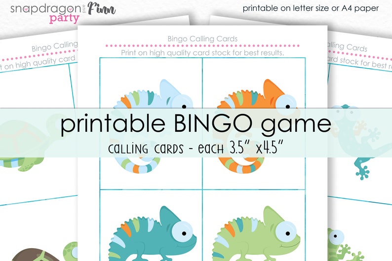 Reptile Party Bingo Printable Party Game Reptile Birthday Etsy