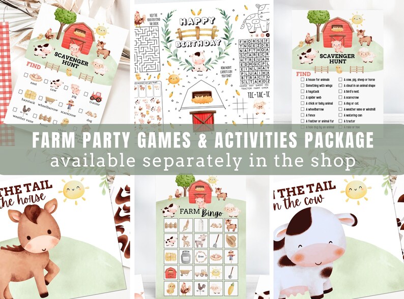 Printable Farm Party Package Barnyard Party Invitation & Decorations Editable Farm Invitation Editable Signs, Tent Cards, Favor Tag image 10