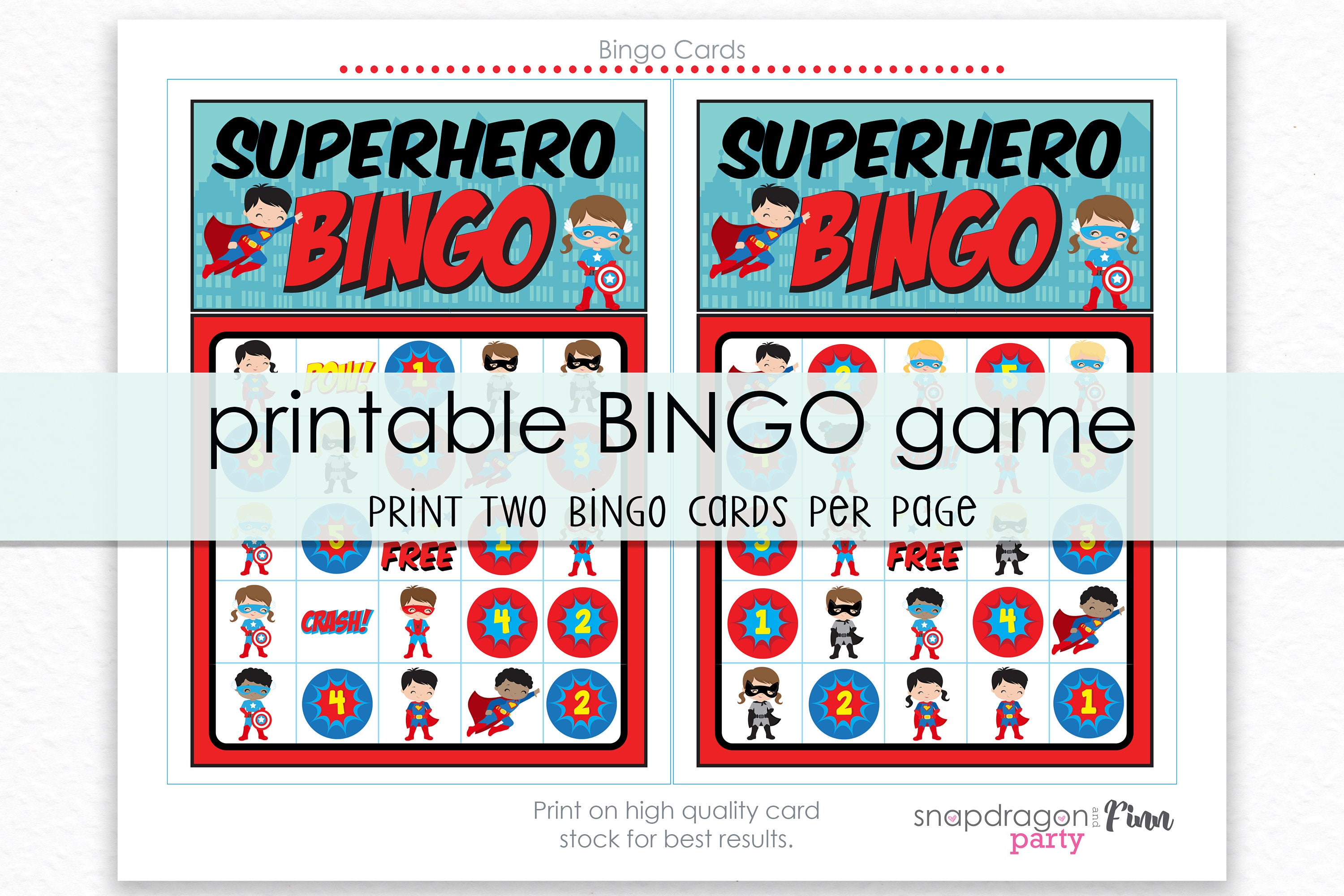 Superhero Bingo Printable Game - Printable Hero Birthday Party Game ...