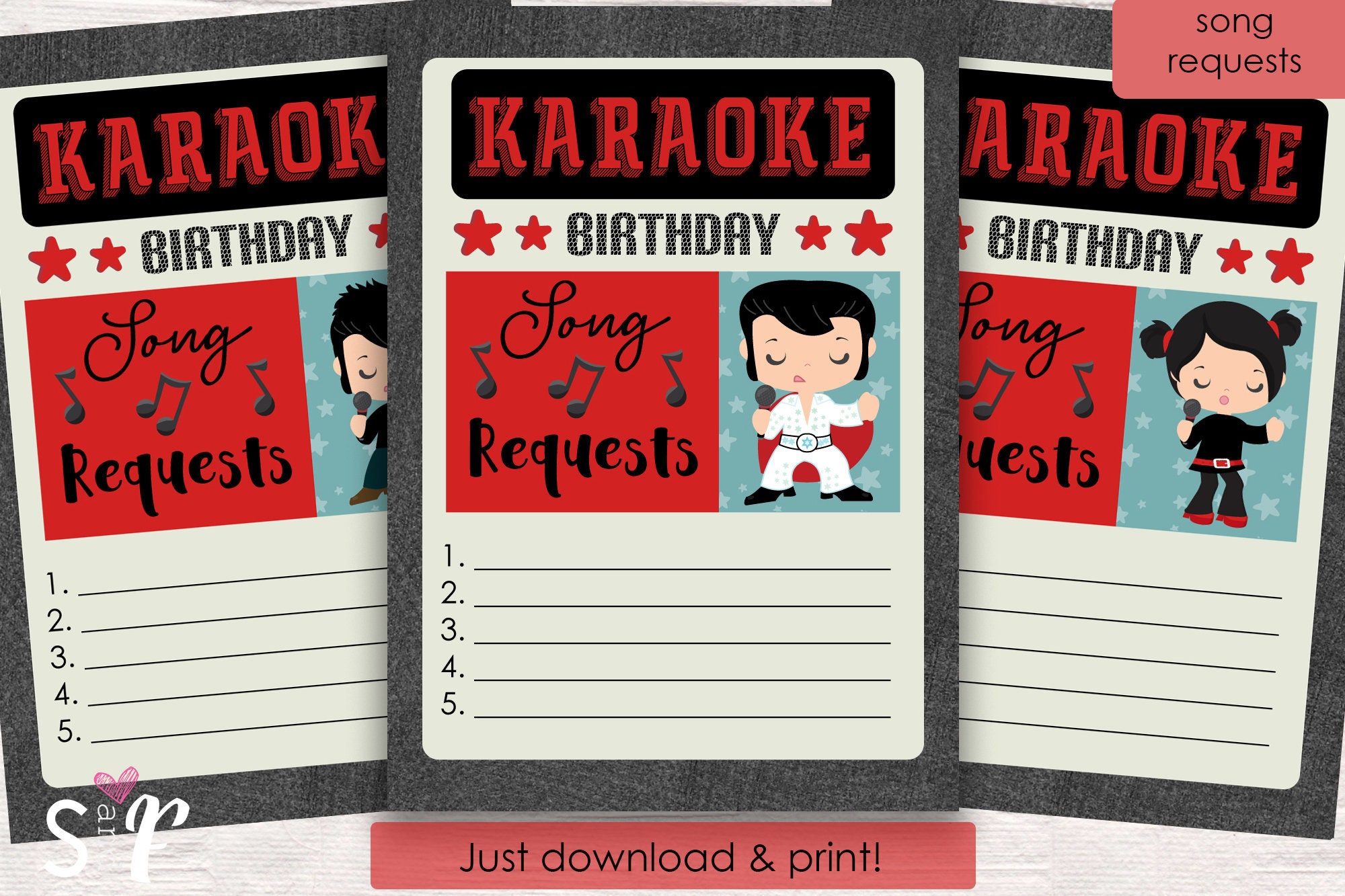 Printable Karaoke Song Request Cards Karaoke Birthday Party Etsy