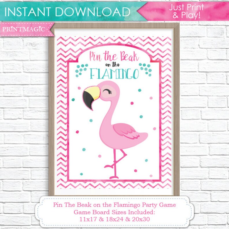Pin the Beak on the Flamingo Printable Party Game 3 Poster | Etsy