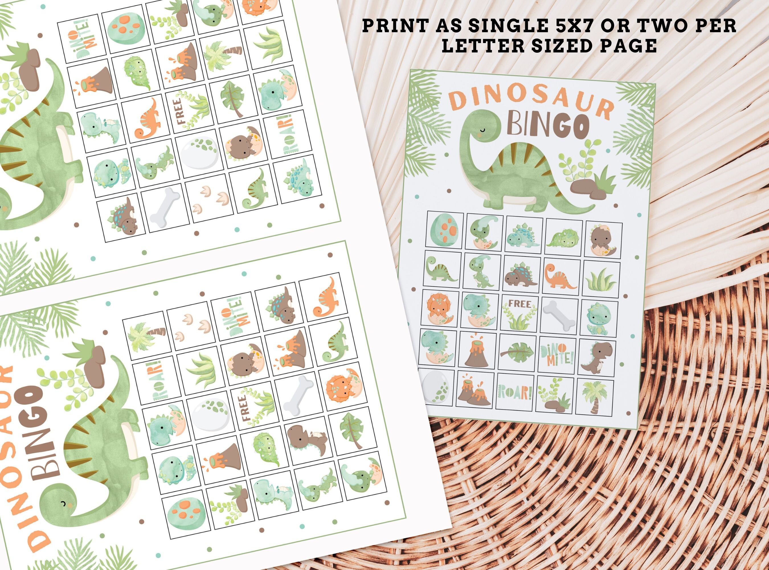 Dinosaur Bingo Game - Dinosaur Printable Party Game - Dinosaur Party ...