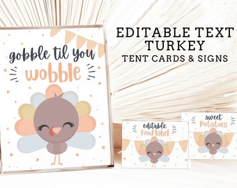 Editable Food Labels & Signs - Thanksgiving Food Signs - Thanksgiving Food Labels - Fall Birthday Tent Cards and Signs - Thanksgiving Buffet