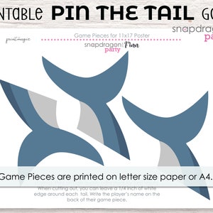 Pin the Tail on the Shark Printable Party Game - 3 Poster Sizes - Shark ...
