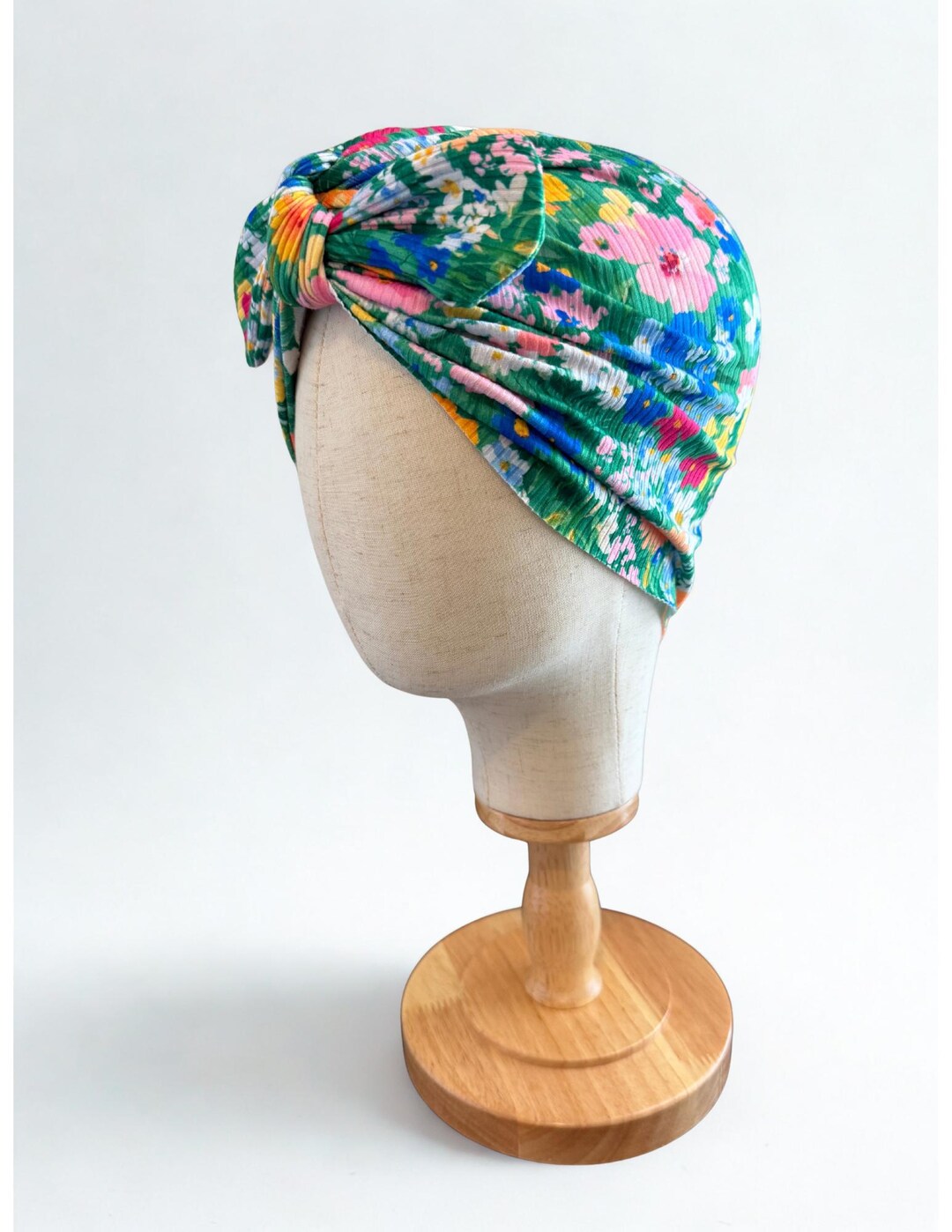 Spring Turban Images Spring Green Floral Turban – Light Stretchy Knit Headwear for Chemo ...