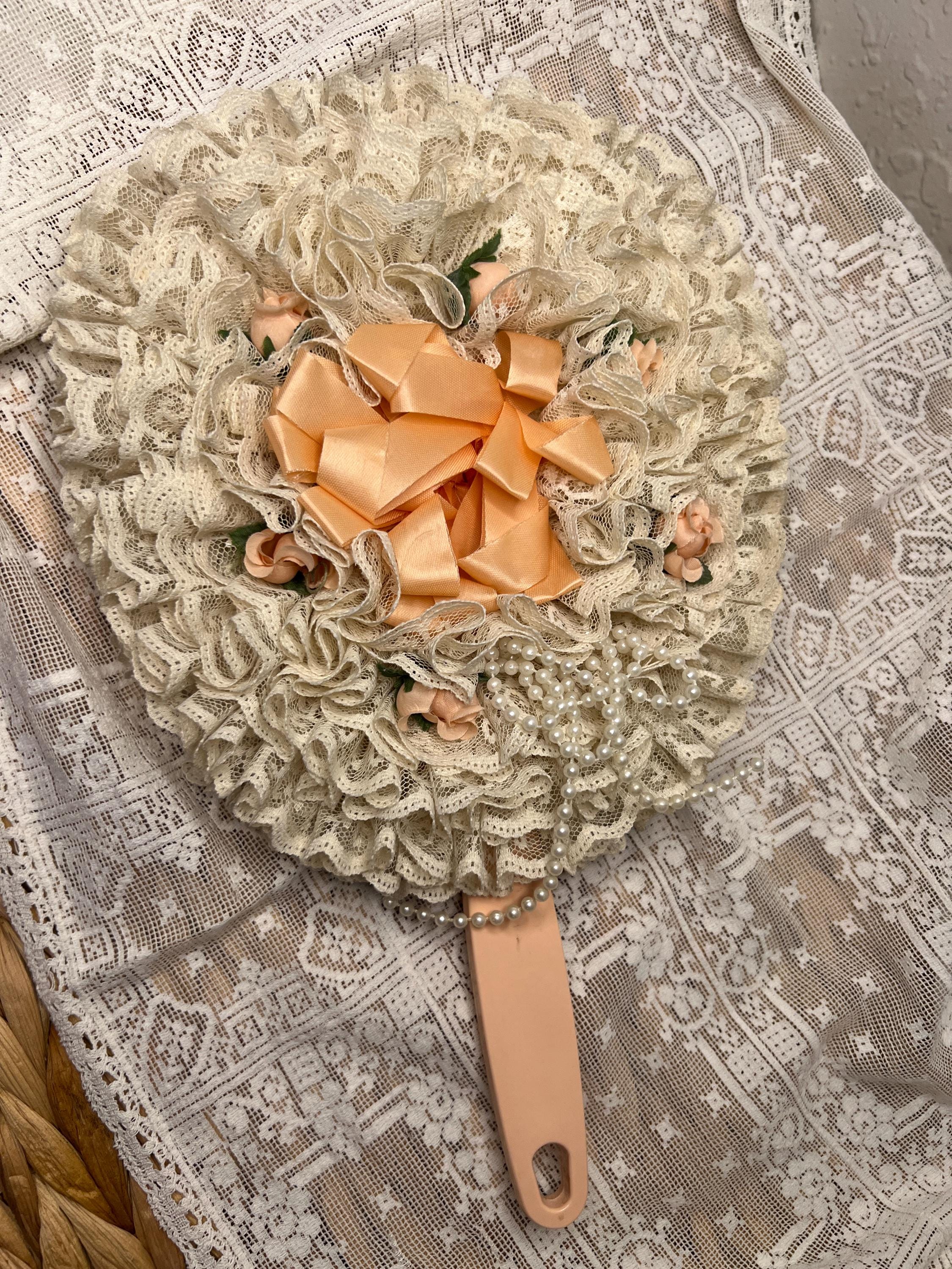 Lace Accent Hand Mirror with Peach Floral Detail - Cream Beauty & Skincare | Flower Knows Strawberry Cupid Hand  main image 2