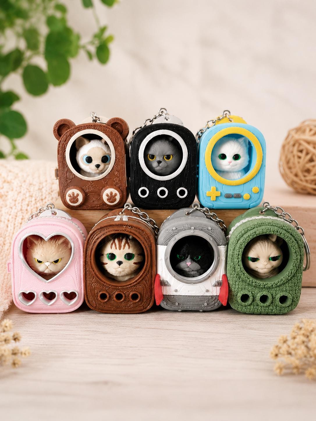 Wiggly Cat Backpack Keychains – Removable Articulated Kitty Fidget - Etsy