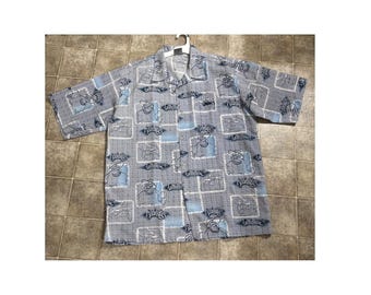 Vintage Southpole Bulldog Graphic Button Down Shirt Mens XL Blue Y2K Streetwear