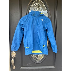 Jaqueta de chuva refletiva The North Face Resolve para meninos, azul e amarelo neon, tamanho M (10/12).
