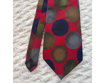 Colours by Alexander Julian Mens Red Silk Large Polka Dot Geometric Necktie Tie