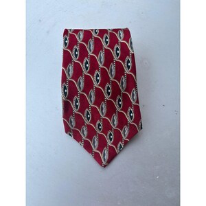 Gianfranco Ruffini Herren Seidenkrawatte Rot Geometrischer Abstrakter Italienischer Stoff Made USA