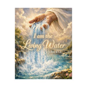 Living Water Scripture Poster | John 4:14 Bible Verse Wall Art