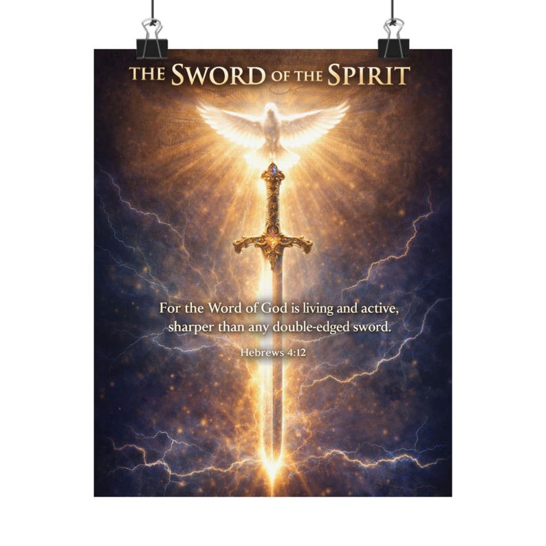 Sword of the Spirit Poster | Hebrews 4:12 Bible Verse Wall Art ...