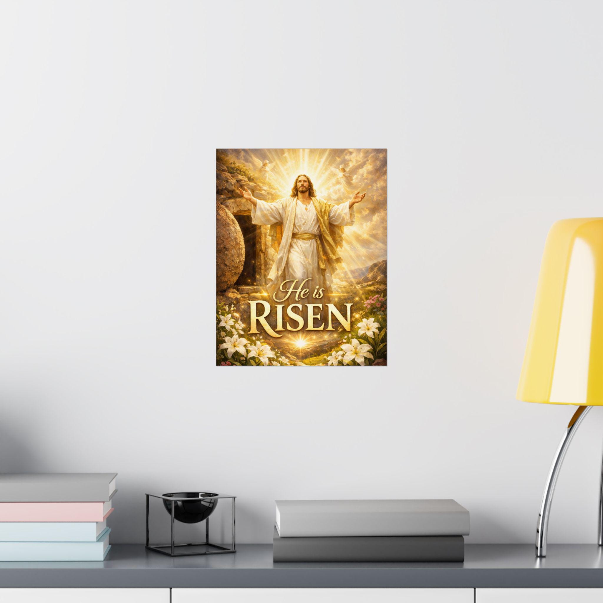 He is Risen Poster | Easter Wall Art | Christian Matte Vertical Poster ...