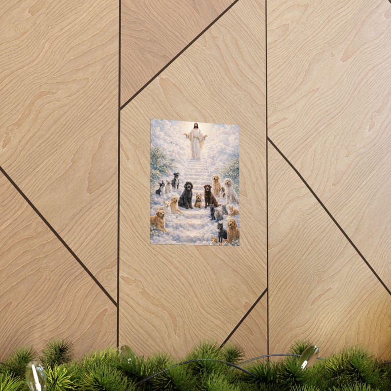 Religious Dog Jesus With Dogs Poster Matte Vertical Print | Religious Christian ...