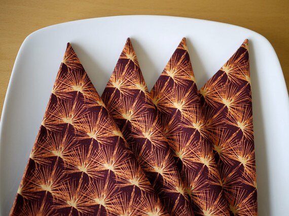 Cloth Dinner Napkins - White Pine Print in Burgundy - Set of 4 - Holiday Gift, Wedding Gift, Housewarming Gift, Hostess Gift