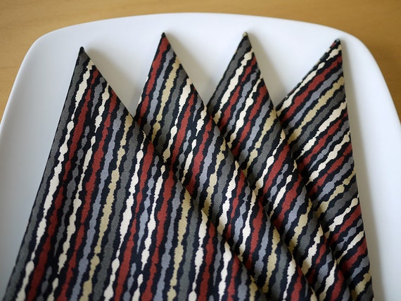 Cloth Dinner Napkins - Echo Print in Black/Gray Multi - Set of 4 - Holiday Gift, Wedding Gift, Housewarming Gift, Hostess Gift