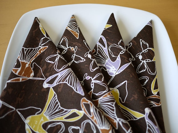 Cloth Dinner Napkins - Koi Print in Brown - Set of 4 - Holiday Gift, Wedding Gift, Housewarming Gift, Hostess Gift