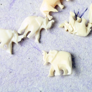 One Piece Miniature Hand Carved Bone Elephant Bead image 2