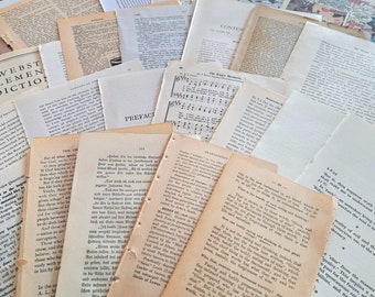 30 Book Pages, old books vintage ephemera, antique ephemera, old book pages, junk journal scrapbooking supplies